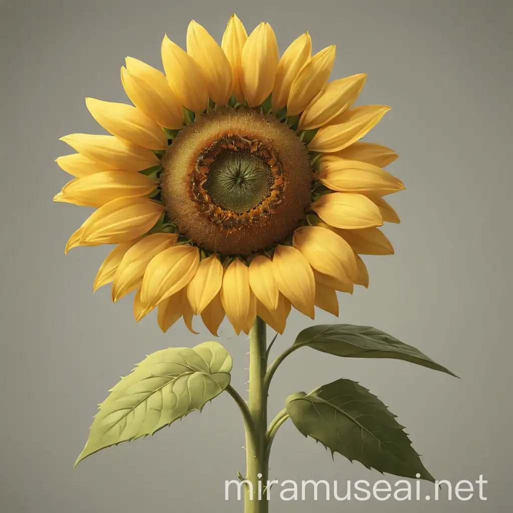 2d cartoon, yellow sunflower, no outline