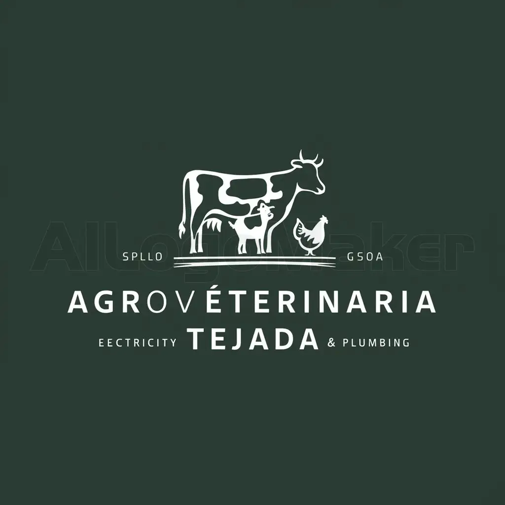 a logo design,with the text "Agroveterinaria Tejada, Electricity and Plumbing", main symbol:cow, goat, hen,Minimalistic,clear background