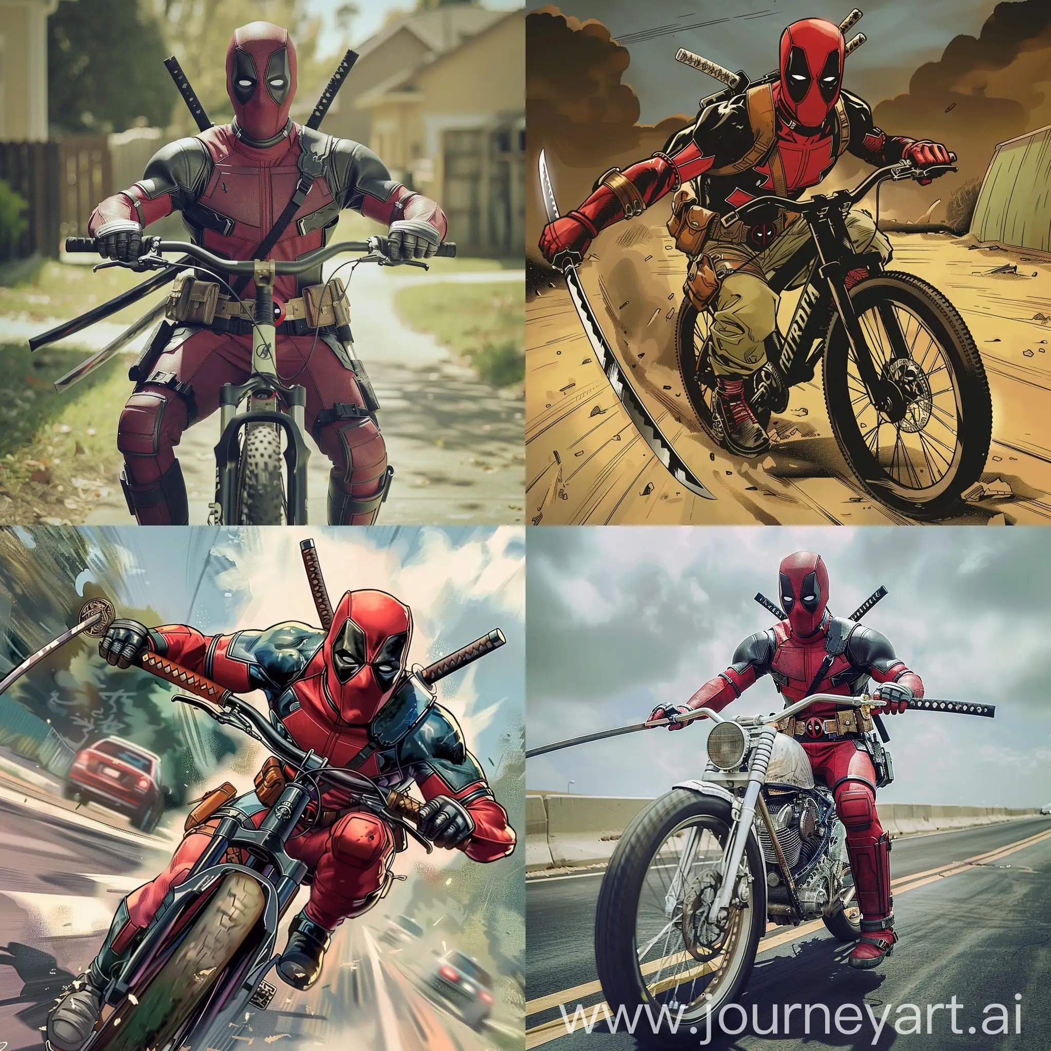 Deadpool-Riding-Samurai-Katana-Bike