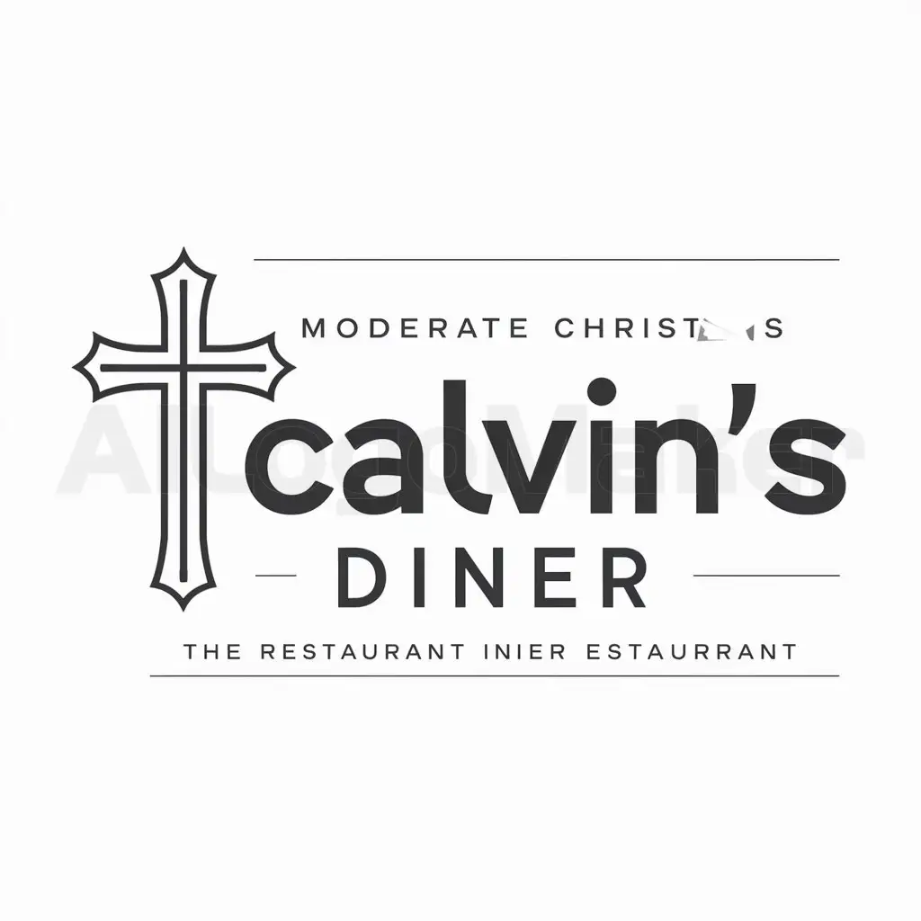 LOGO-Design-for-Calvins-Diner-Christian-Cross-Symbolizes-Faith-and-Moderation