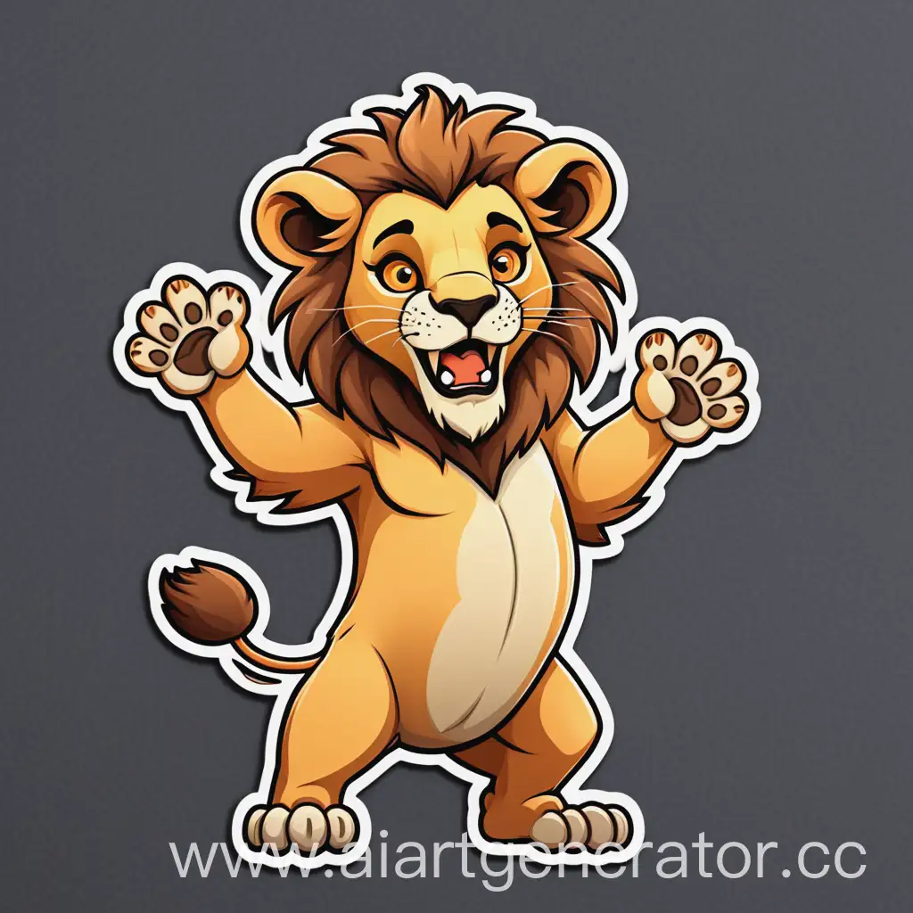 Friendly-Lion-Sticker-Waving-Paw