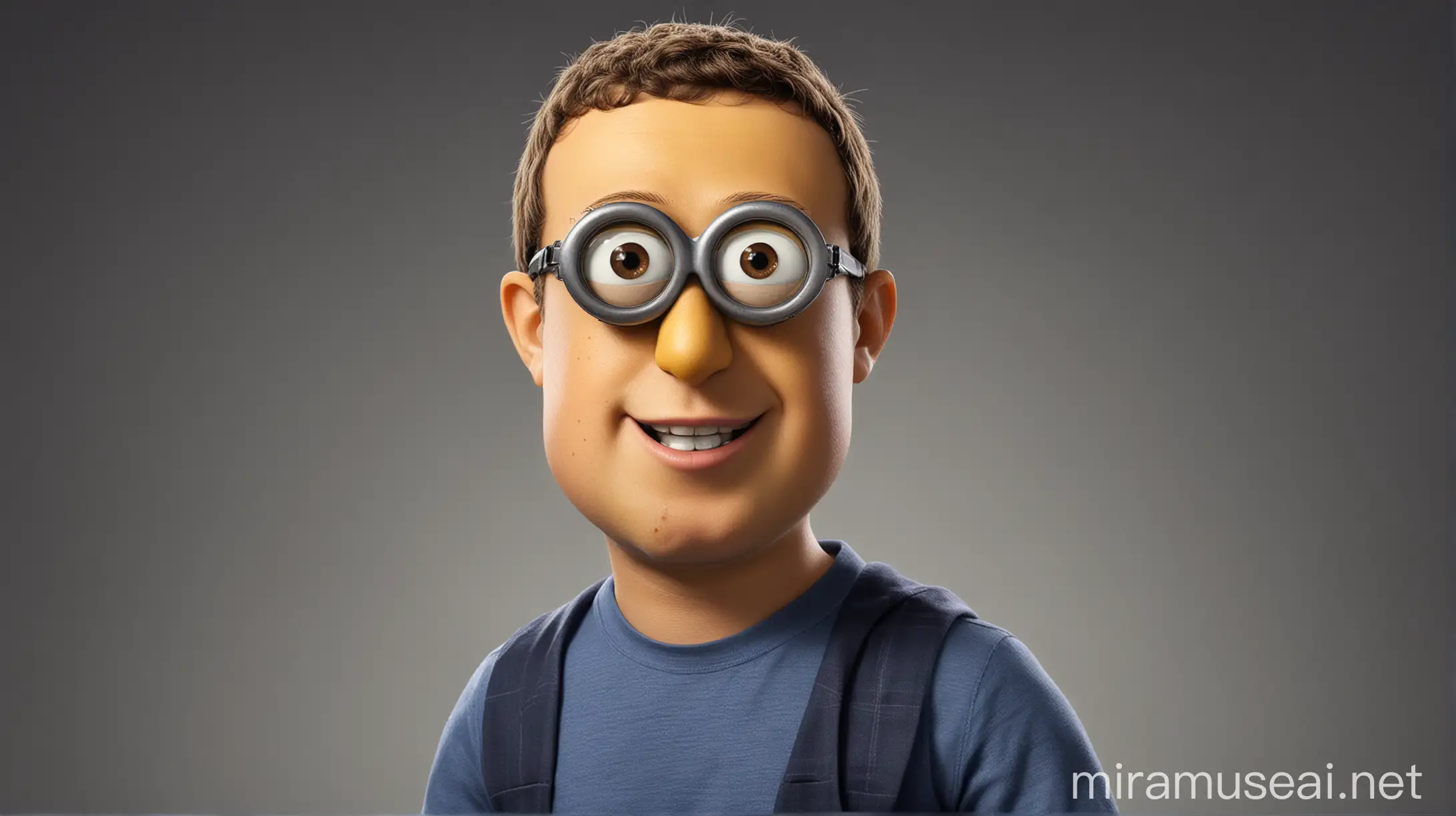 Mark Zuckerberg the American businessman transformes into a Minion.