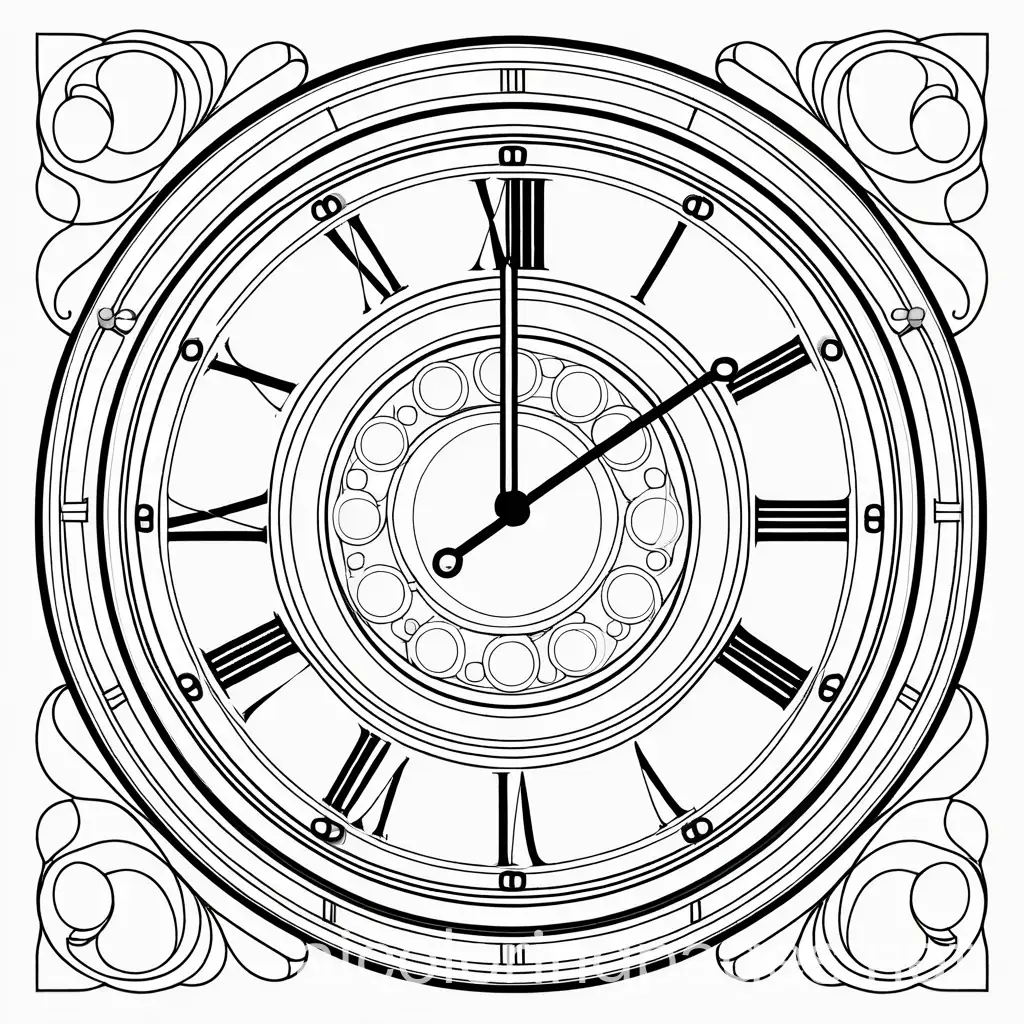 melting clock, Coloring Page, black and white, bold marker thick line, no shadings, white background, Simplicity, Ample White Space. The background of the coloring page is plain white. The outlines of all the subjects are easy to distinguish., Coloring Page, black and white, line art, white background, Simplicity, Ample White Space. The background of the coloring page is plain white to make it easy for young children to color within the lines. The outlines of all the subjects are easy to distinguish, making it simple for kids to color without too much difficulty
