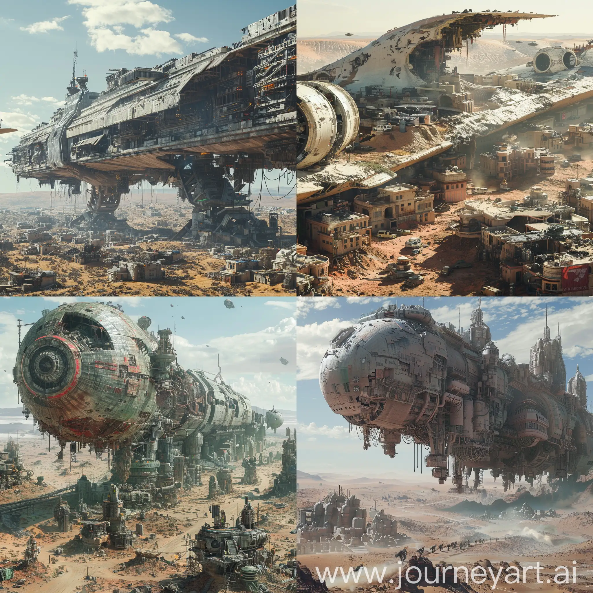 PostApocalyptic-Cityscape-Abandoned-Metropolis-in-Crashed-Spaceship-Wasteland