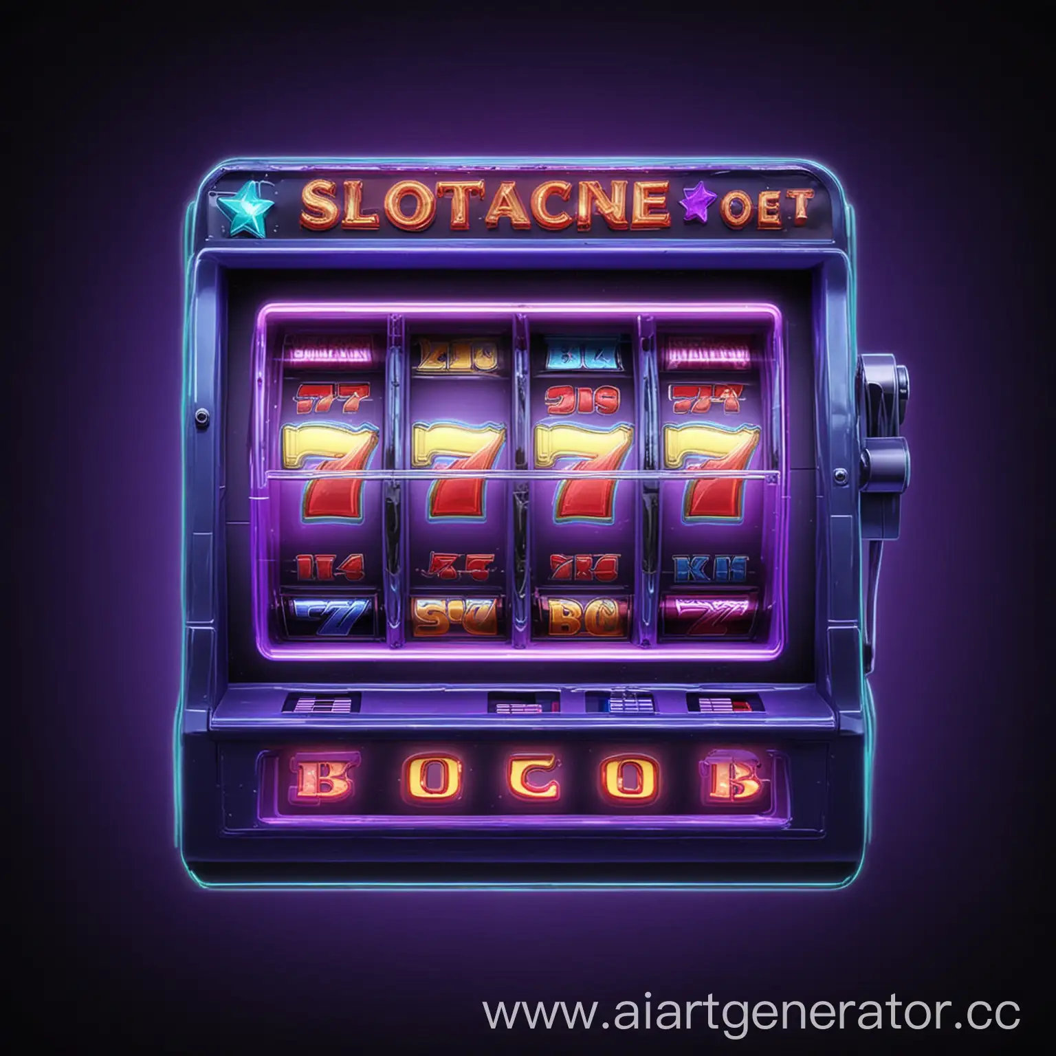 Neon-Slot-Machine-with-Purple-and-Blue-Flashes