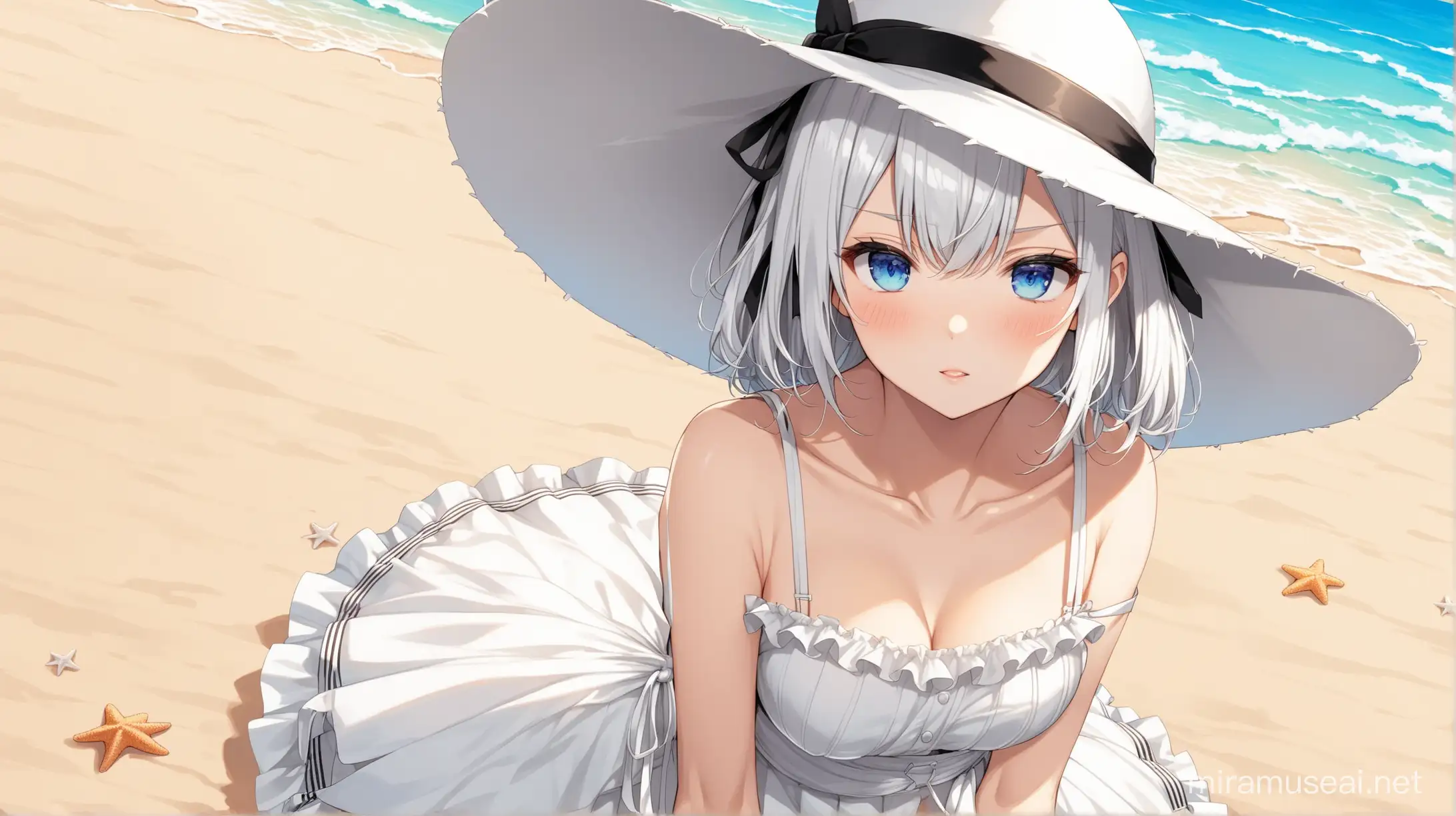 Elegant Kei Shirogane from Kaguyasama Love is War in White Sundress and Beach Hat