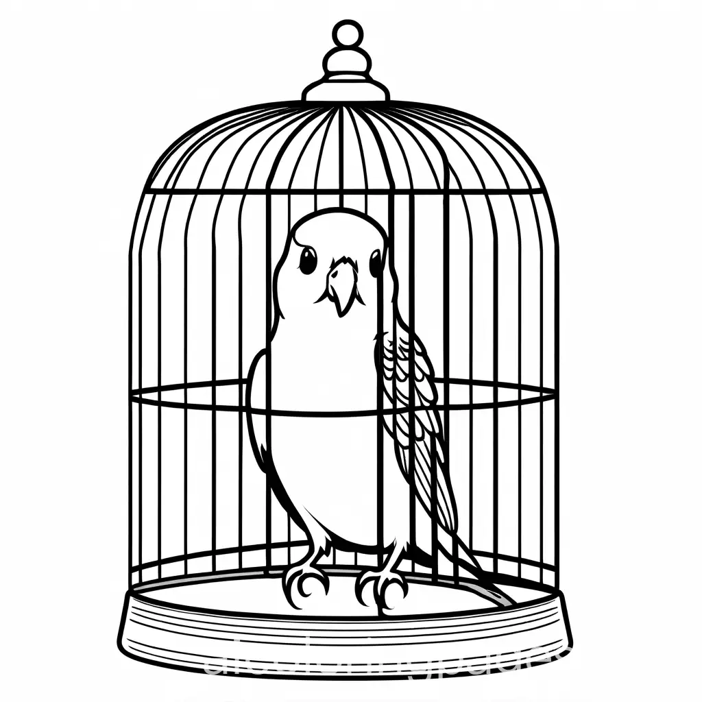 Charming-Budgie-Coloring-Page-for-Kids-Simple-Line-Art-in-Black-and-White