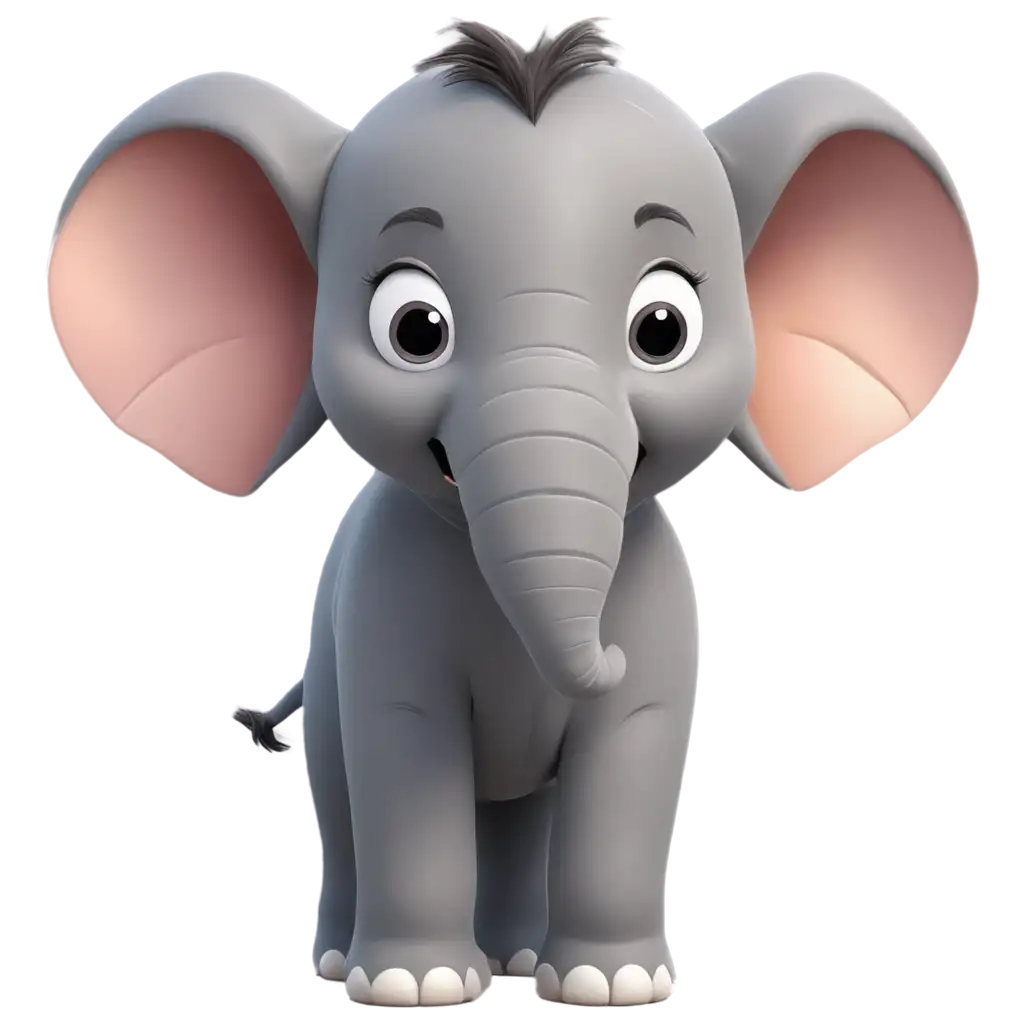 Cute-Cartoon-Elephant-PNG-Adorable-2D-Illustration-for-Versatile-Use