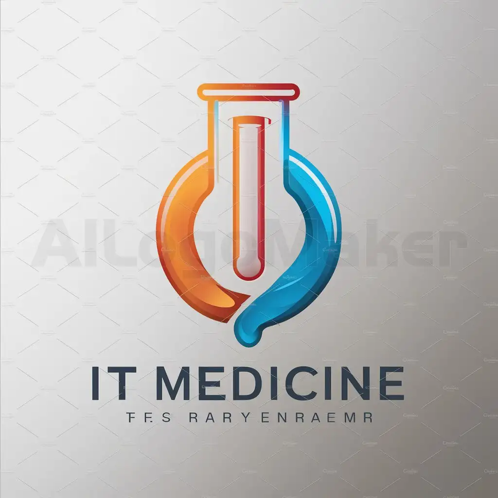 a logo design,with the text "logo, IT, medicine, orange blue, white background, 4k", main symbol:IT,Moderate,clear background