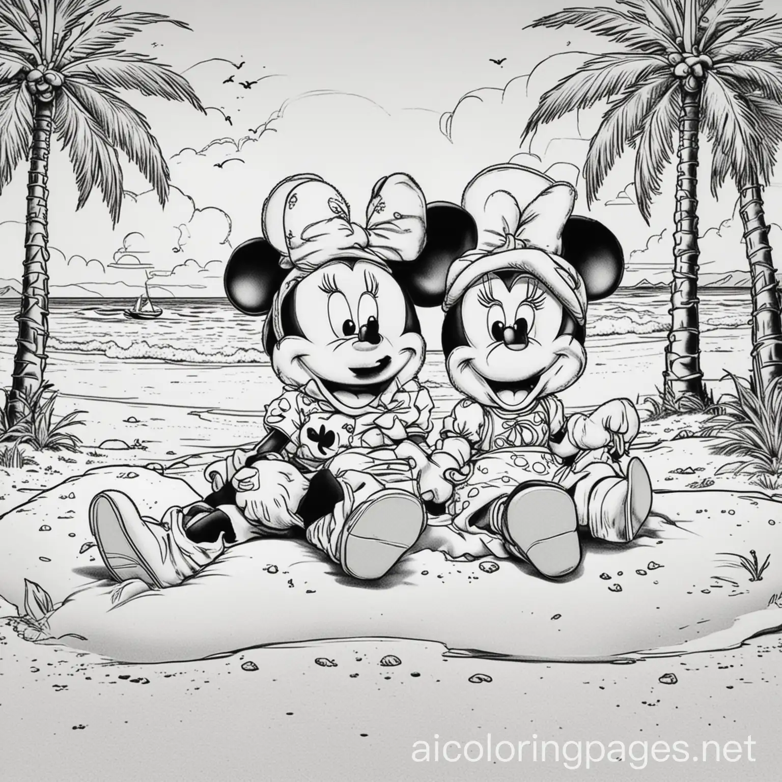 Mickey-and-Minnie-Mouse-Beach-Coloring-Page-Palm-Trees-and-Sand