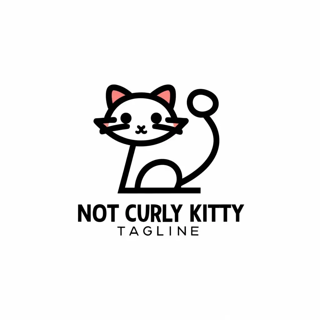 LOGO-Design-For-Not-Curly-Kitty-Sleek-Uncoiled-Cat-Symbol-for-Entertainment-Industry
