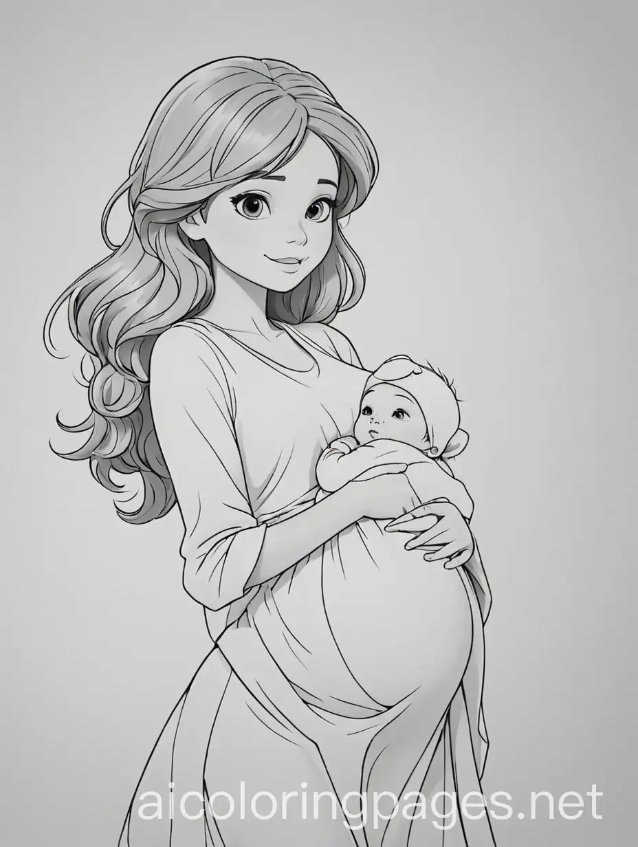 PREGNANCY COLORING PAGES
, Coloring Page, black and white, line art, white background, Simplicity, Ample White Space. The background of the coloring page is plain white to make it easy for young children to color within the lines. The outlines of all the subjects are easy to distinguish, making it simple for kids to color without too much difficulty