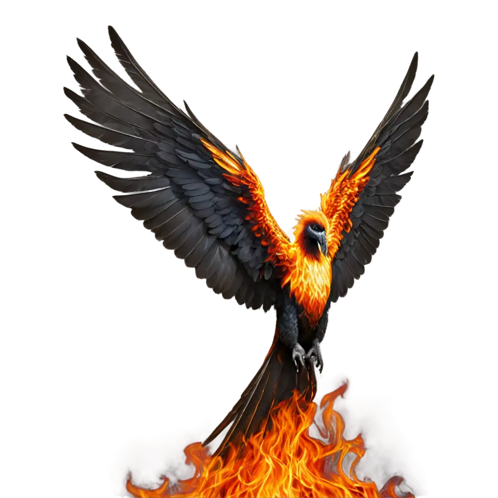 Stunning PNG Image Phoenix on Fire Rising from Ashes | PNG Prompt