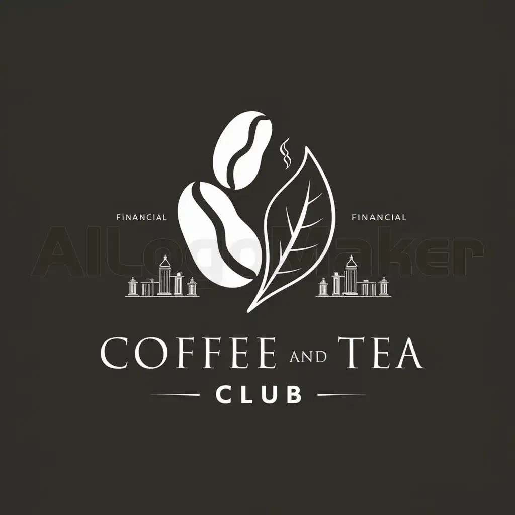 a logo design,with the text "Coffee and tea club", main symbol:coffee beans, tea leaves, financial institutions,Moderate,be used in Finance industry,clear background