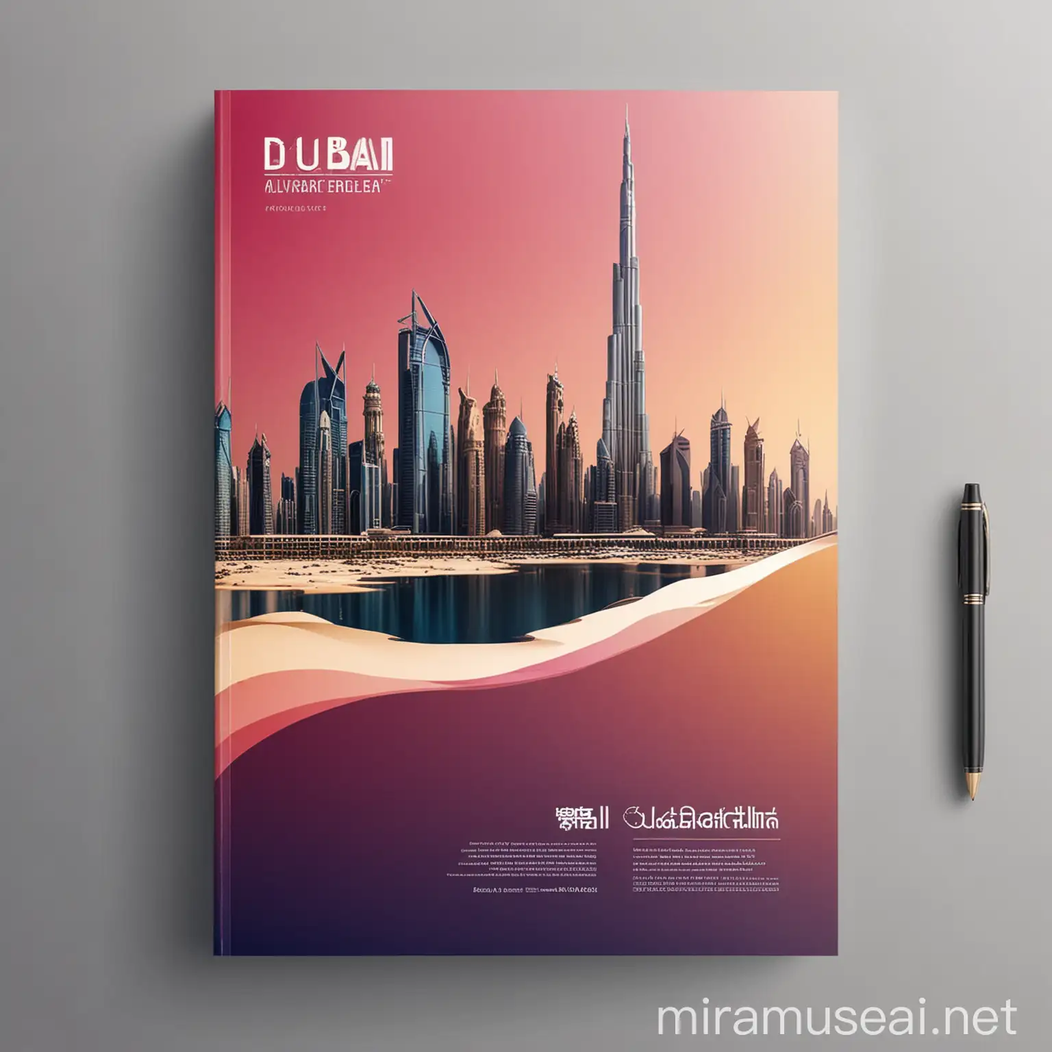 business cover with gradiant color , a4 size and dubai image