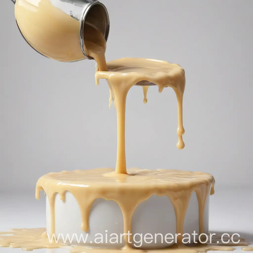 Creamy-Condensed-Milk-Dripping-on-Clean-White-Surface