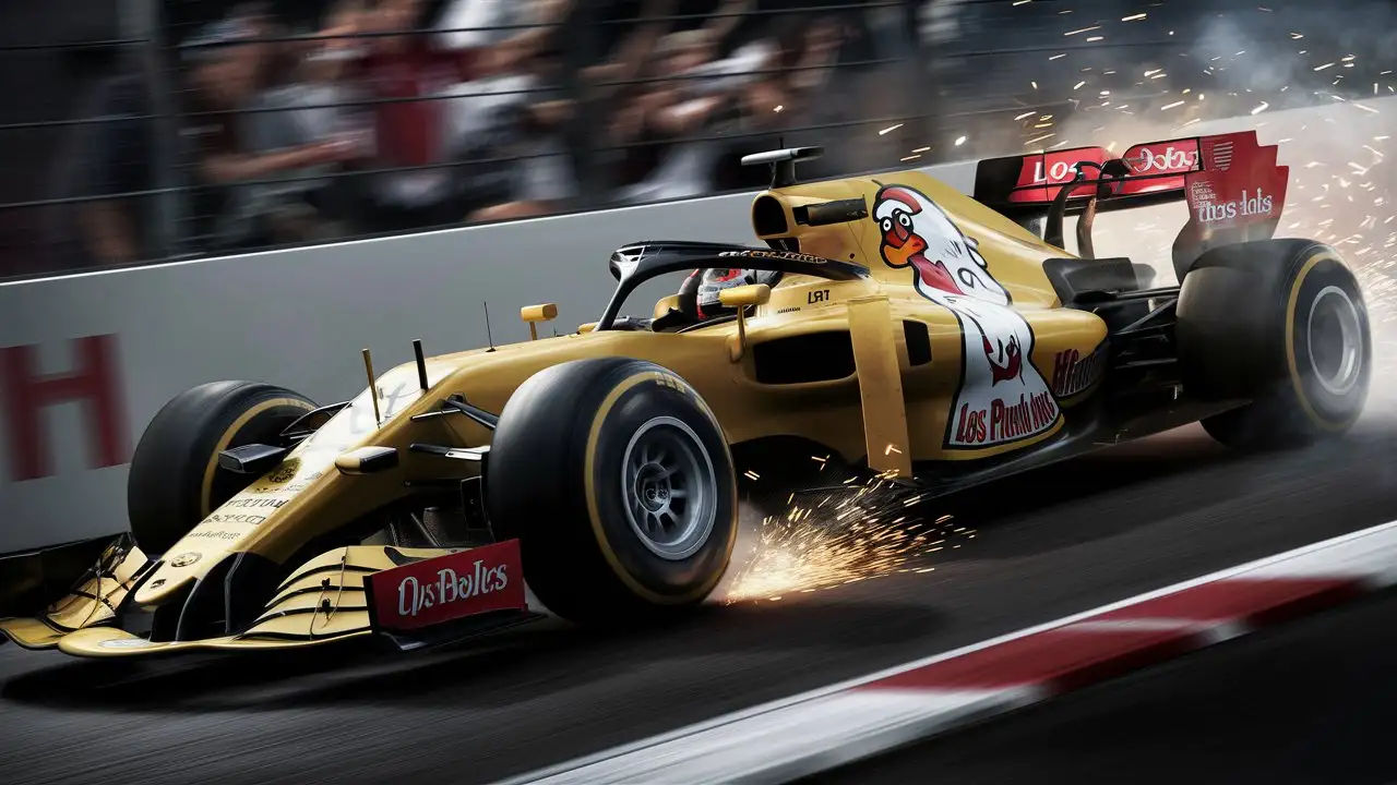 Los Pollos Hermanos Sponsored Yellow F1 Car Racing Image