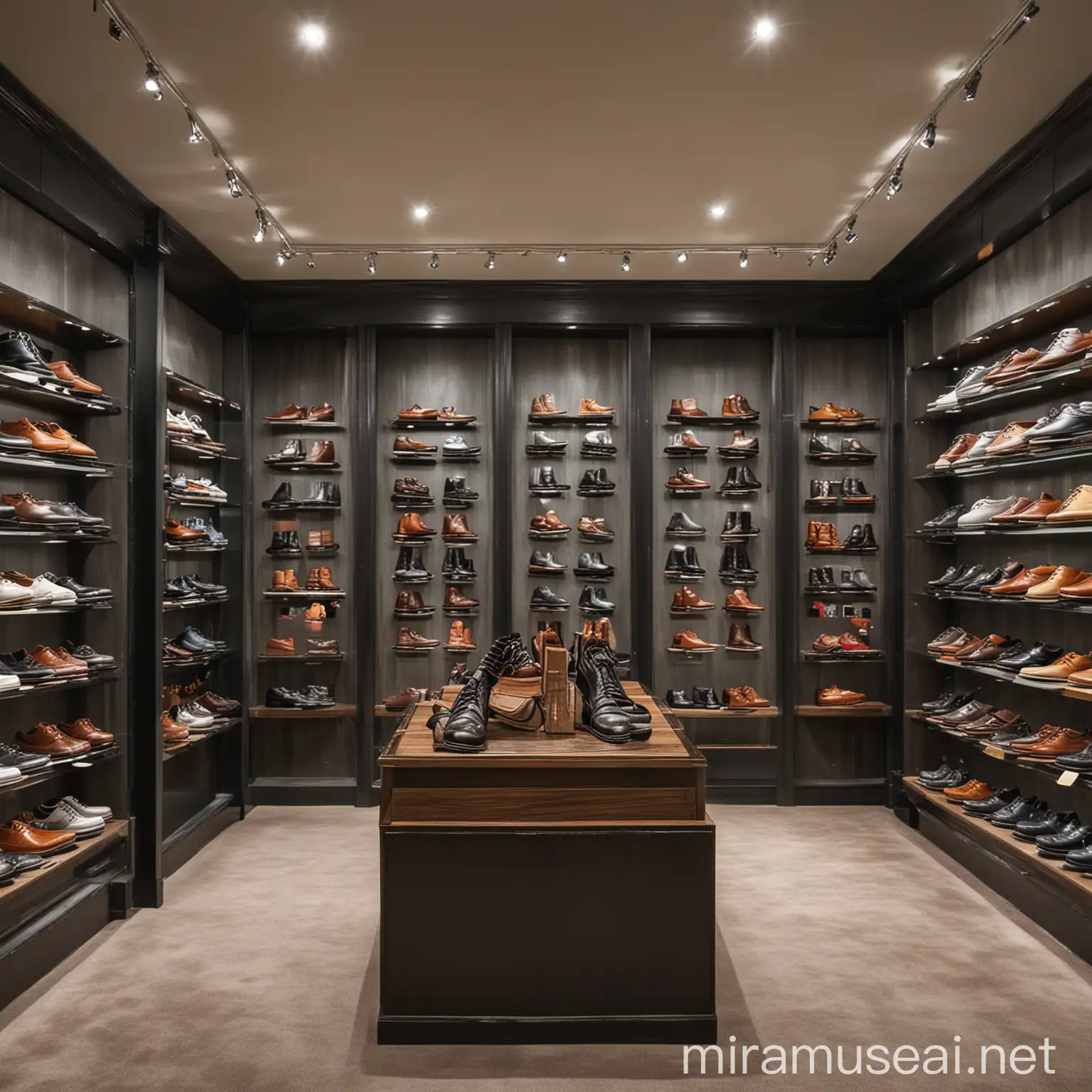 Elegant Mens Shoe Boutique Interior with Classic Displays