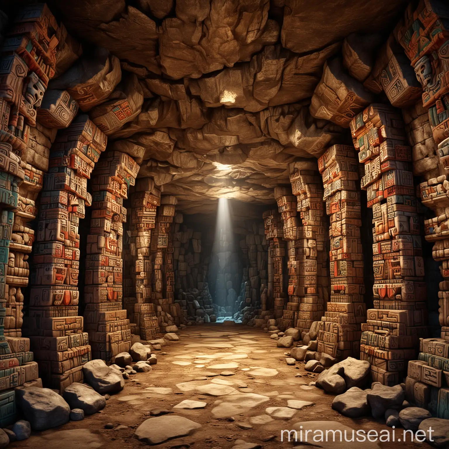Aztec Style Cave for Casino Slot Background