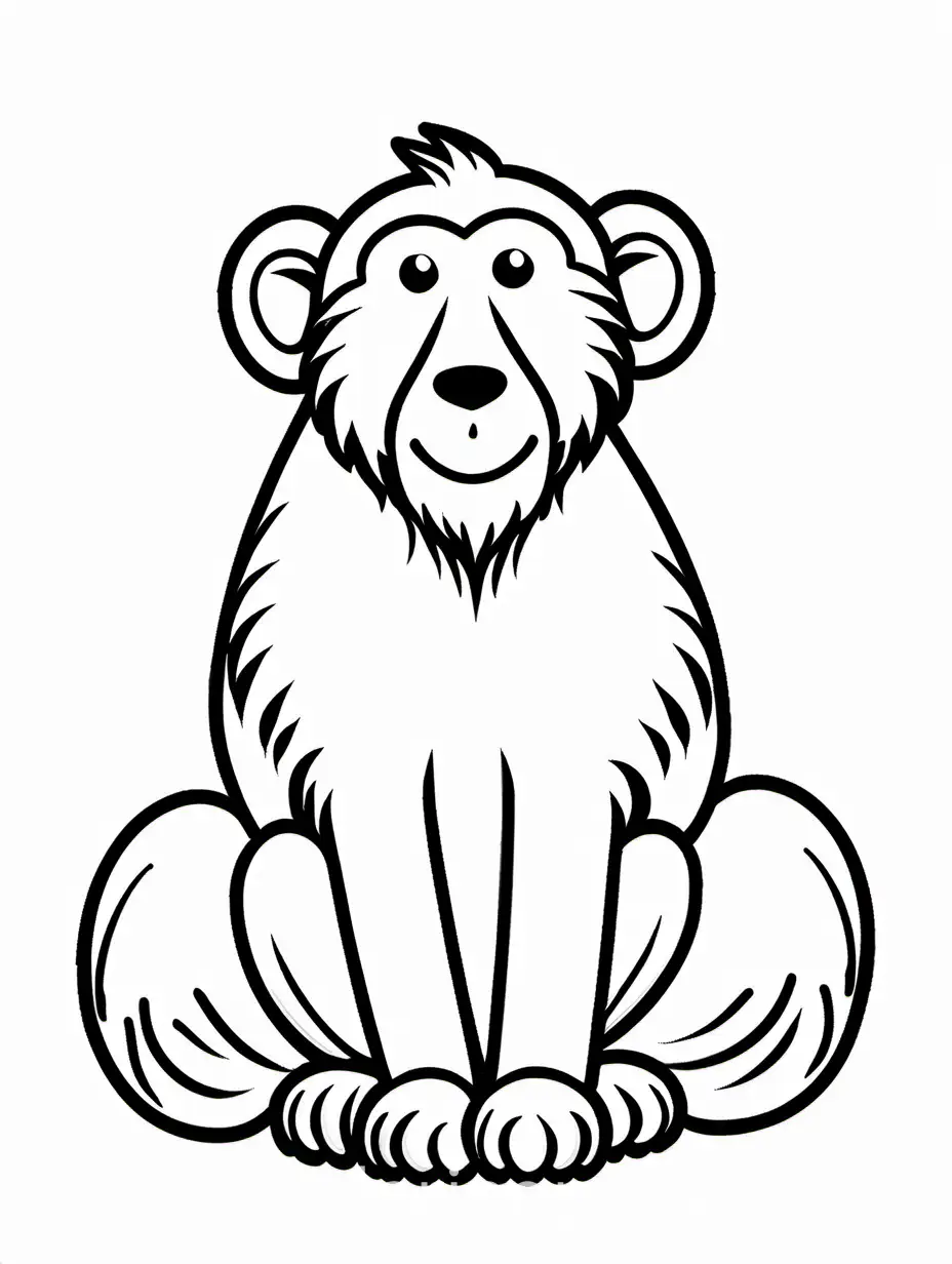 Simple-Black-and-White-Baboon-Coloring-Page-with-Ample-White-Space