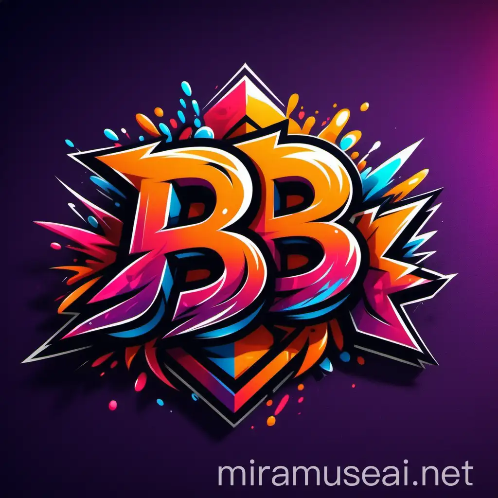 BB logo, esports logo, graffiti, vibrant, solid background
