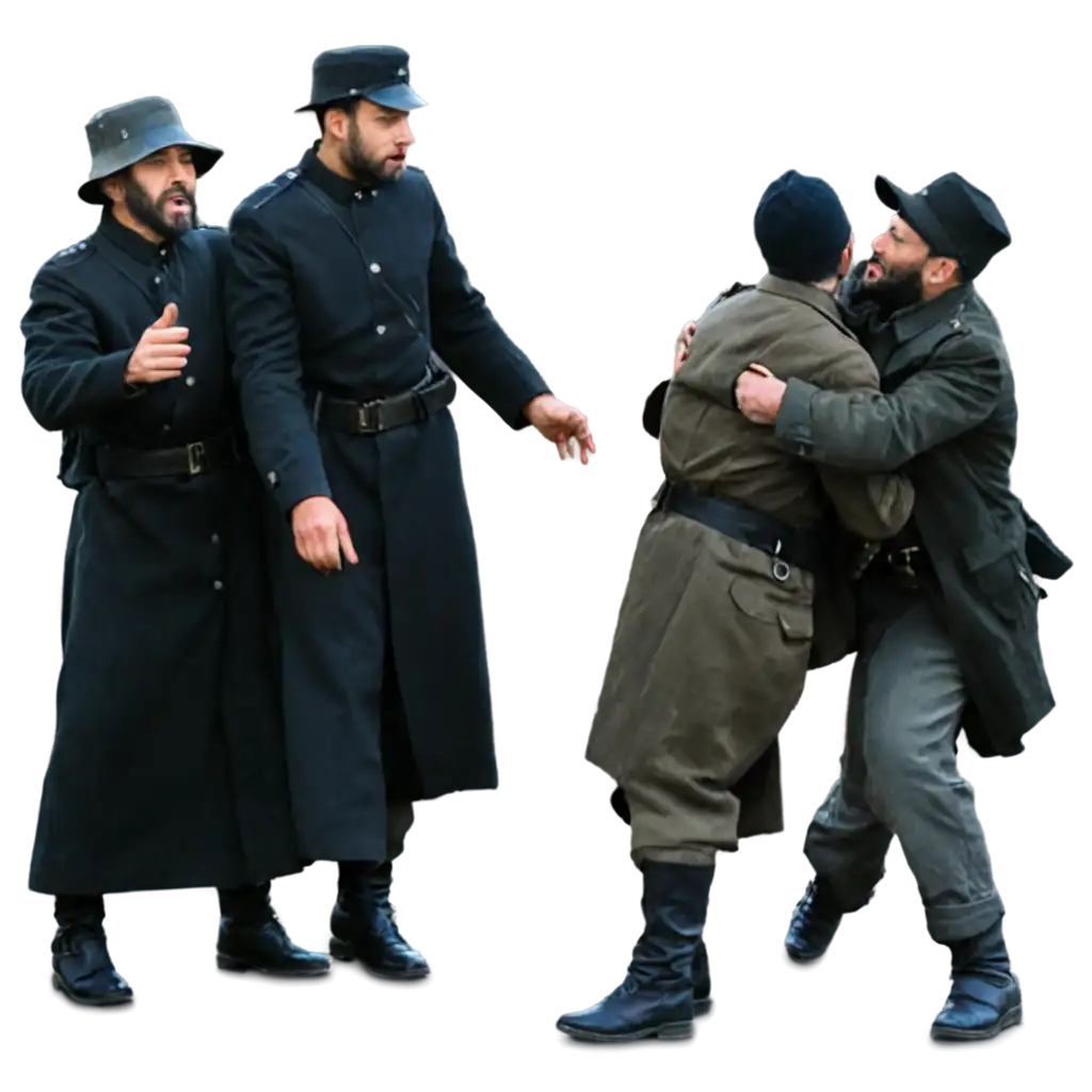 Shtetl-Jews-in-Russia-Being-Attacked-by-Russian-Soldier-Illustrating-Discrimination-in-a-PNG-Image