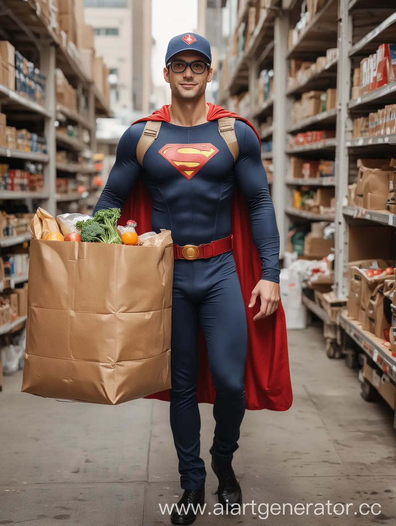 Superhero-Courier-Delivering-Groceries