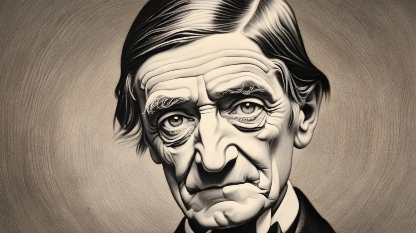 Ralph Waldo Emerson Portrait Iconic Philosopher in Tranquil Contemplation