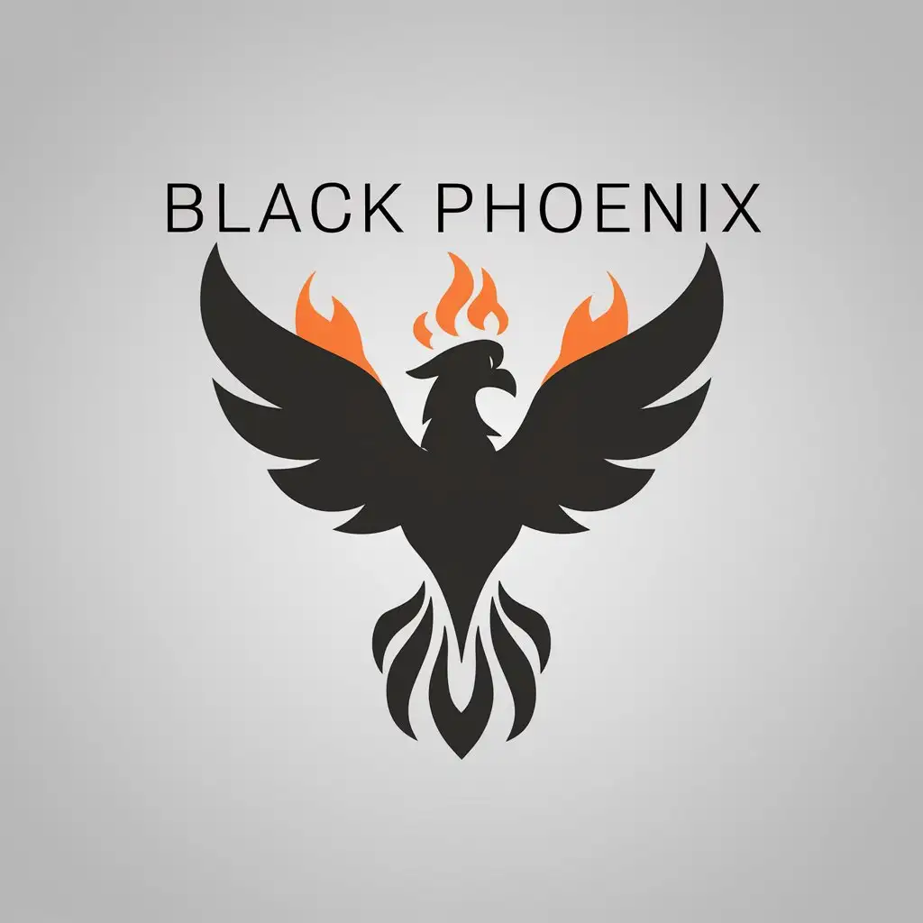 a logo design,with the text "Black phoenix", main symbol:Black phoenix with fire,Moderate,be used in Others industry,clear background