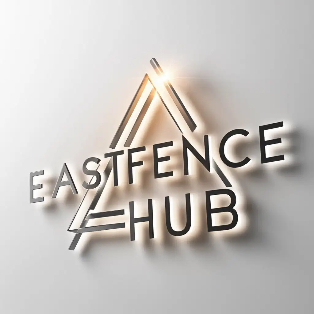 a logo design,with the text "Eastfence Hub", main symbol:Pengross triangle, light, three dimensional,Moderate,be used in Internet industry,clear background