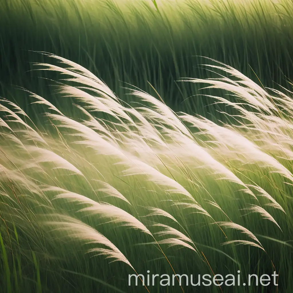 Gentle Wind Caressing Tall Grass in a Serene Meadow