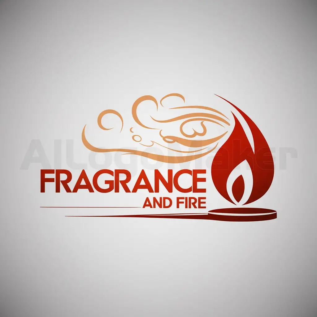 a logo design,with the text "Fragrance And Fire", main symbol:fire, smoke, fragrance, red, orange,Moderate,clear background