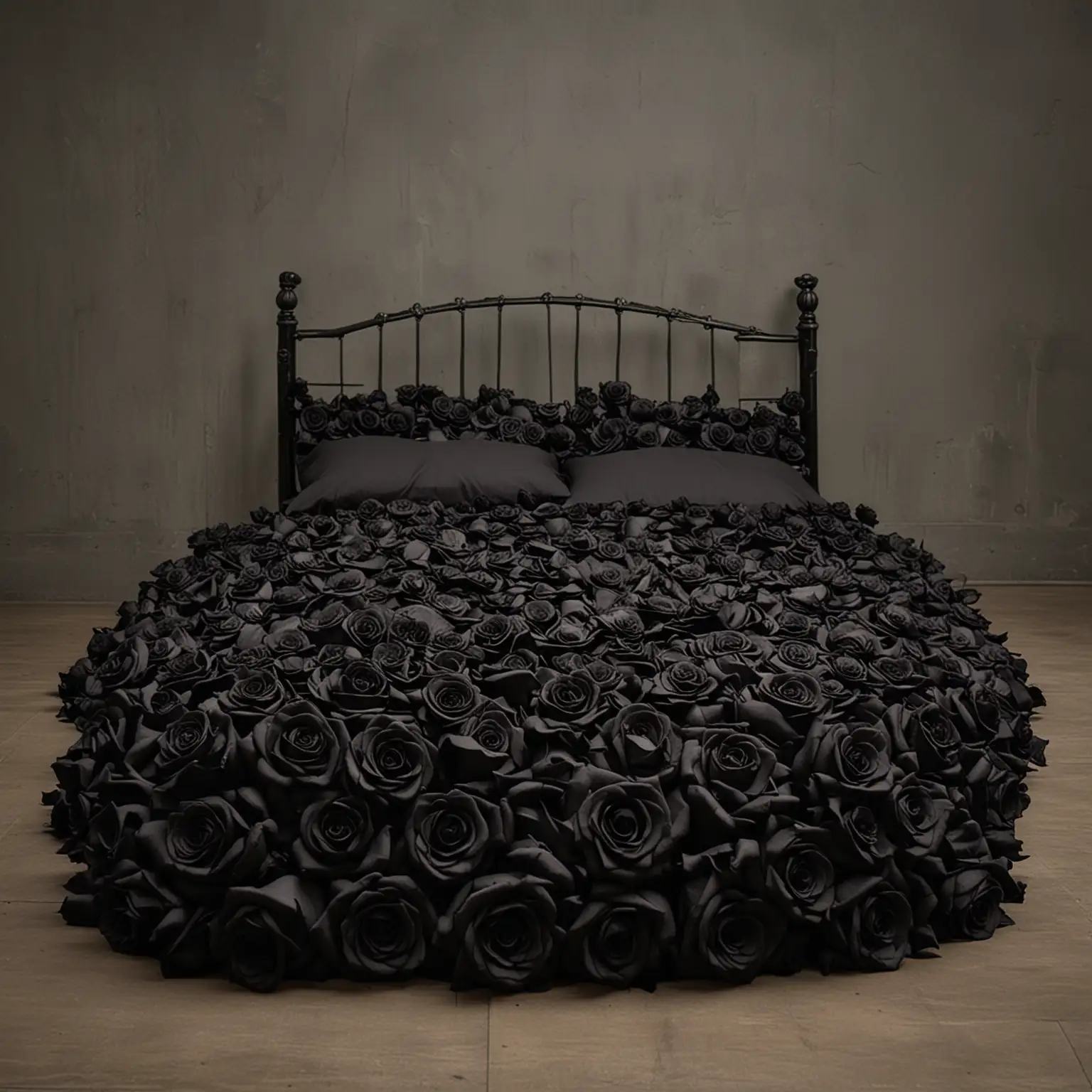 Gothic Bed of Black Roses Artwork