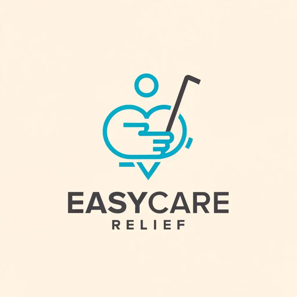 a logo design,with the text "easycare", main symbol:care, elderly person with cane
, RELIEF,Minimalistic,be used in Home Family industry,clear background