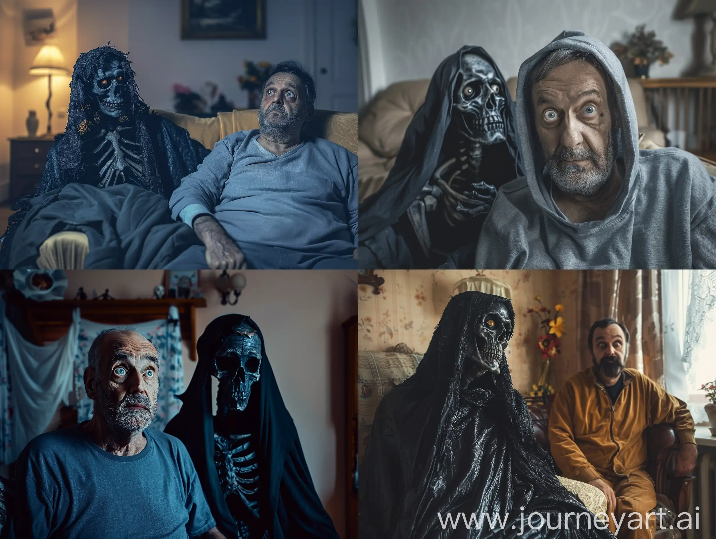 Terrified-Man-Confronts-Grim-Reaper-in-Cozy-Apartment