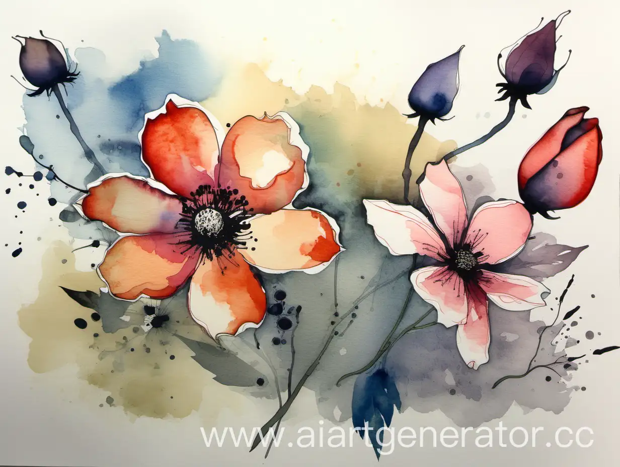 Elegant-Flowers-Painted-in-Stunning-Ink-and-Watercolor-Techniques