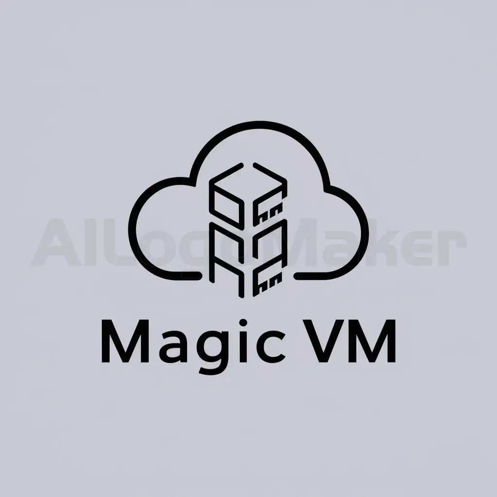 a logo design,with the text "Magic VM", main symbol:cloud server and VPS,Moderate,clear background