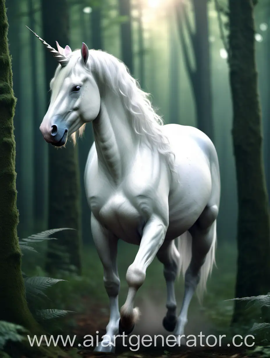 Majestic-White-Unicorn-Strolling-Through-Enchanted-Forest