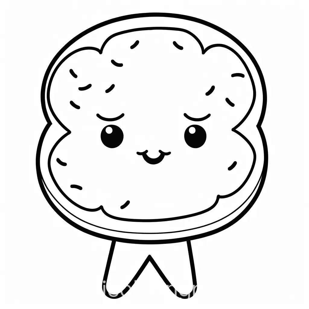 A cute cookie drawing without background, Coloring Page for young kids, black and white, line art, white background, Simplicity, Ample White Space. The background of the coloring page is plain white to make it easy for young children to color within the lines. The outlines of all the subjects are easy to distinguish, making it simple for kids to color without too much difficulty
