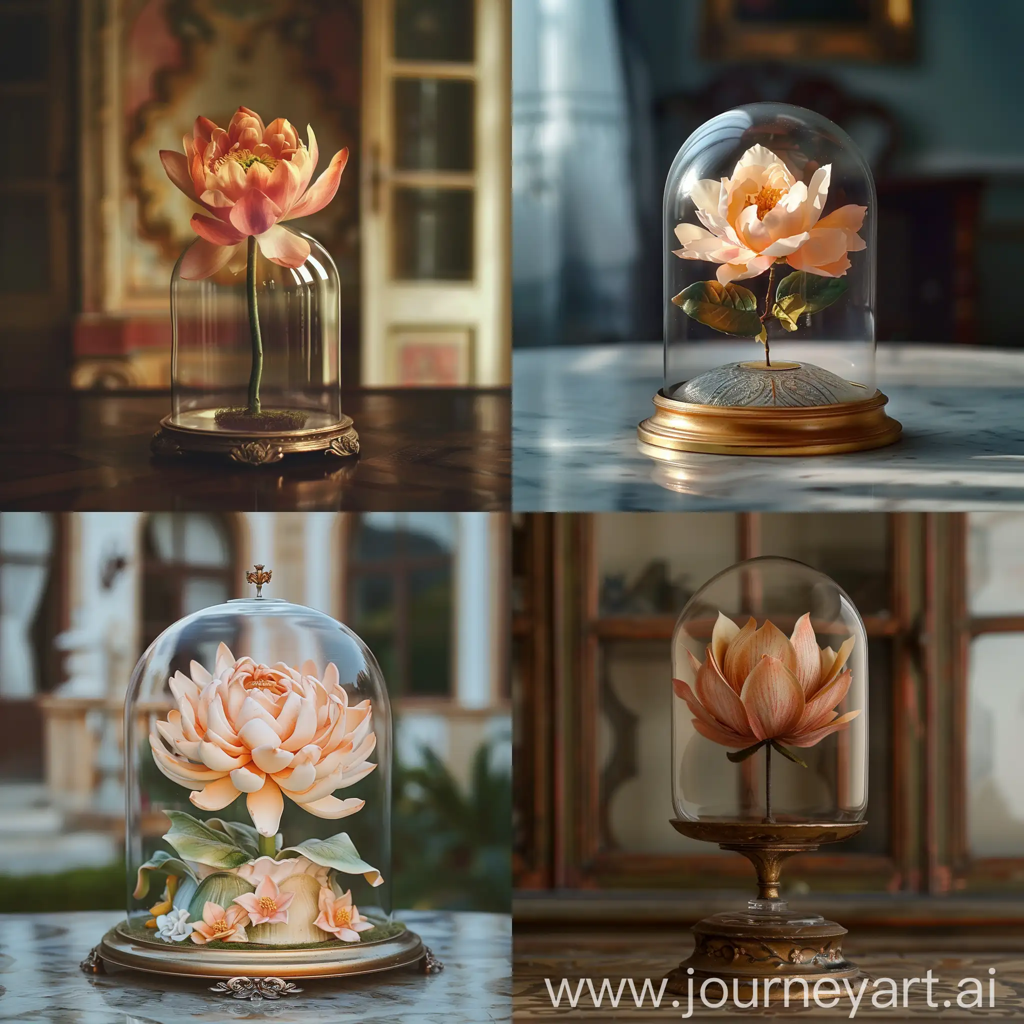 Elegant-Glass-Dome-Encased-Blossom-in-Royal-House-Setting
