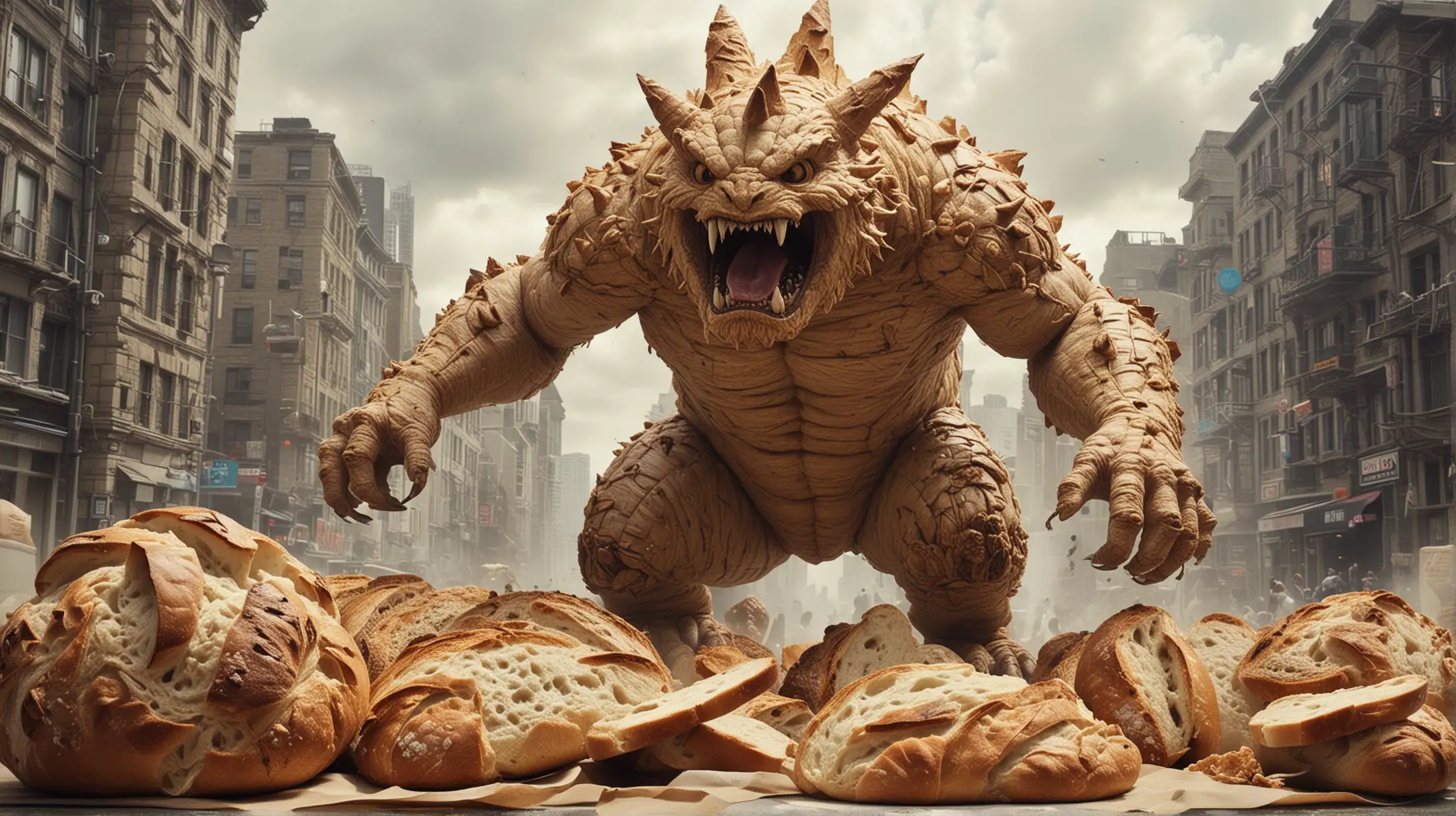 Sourdough Kaiju Bread Monster Destroying City