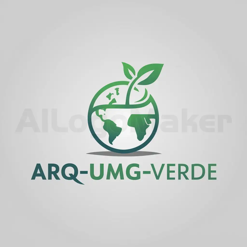 a logo design,with the text "ARQ-UMG-VERDE", main symbol:PLANETA TIERRA Y PLANTA,Moderate,clear background