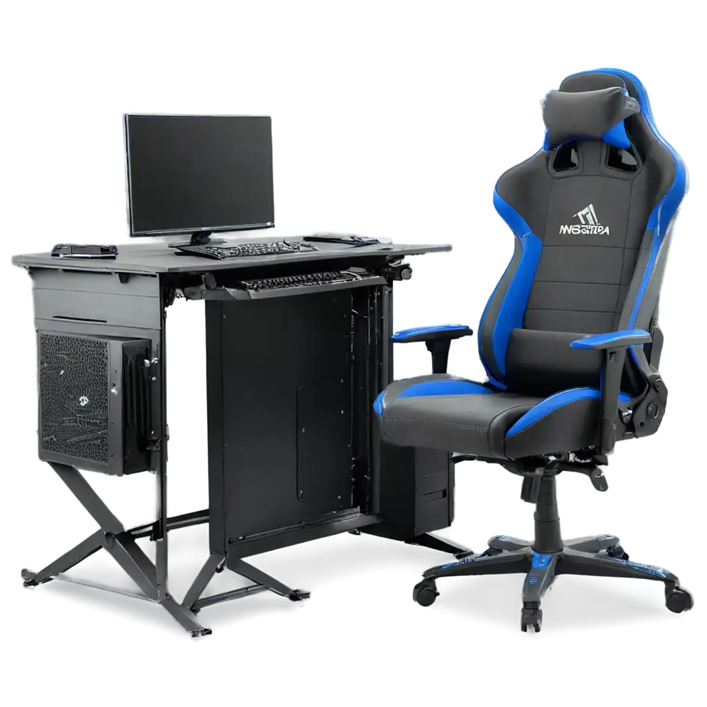a gamming PC with chair