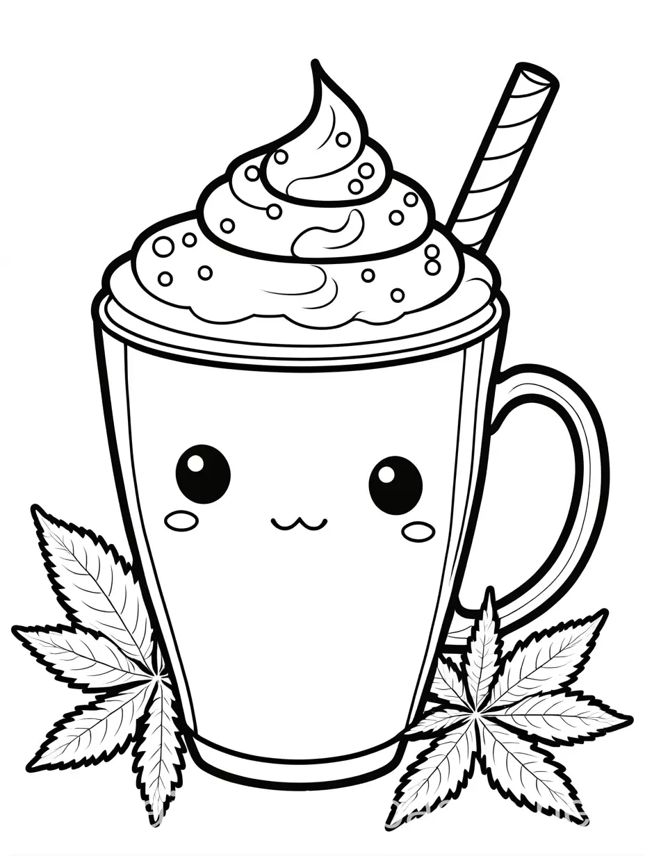 Kawaii-Latte-with-Cannabis-Nug-and-Sweet-Goods-Coloring-Page