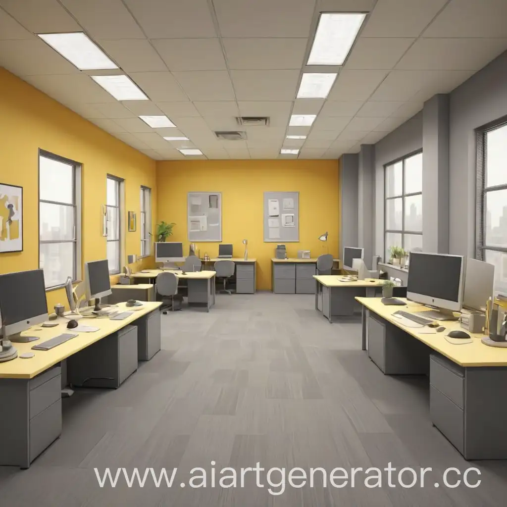 Cartoonish-YellowGray-Empty-Office-Space-with-Quirky-Decor