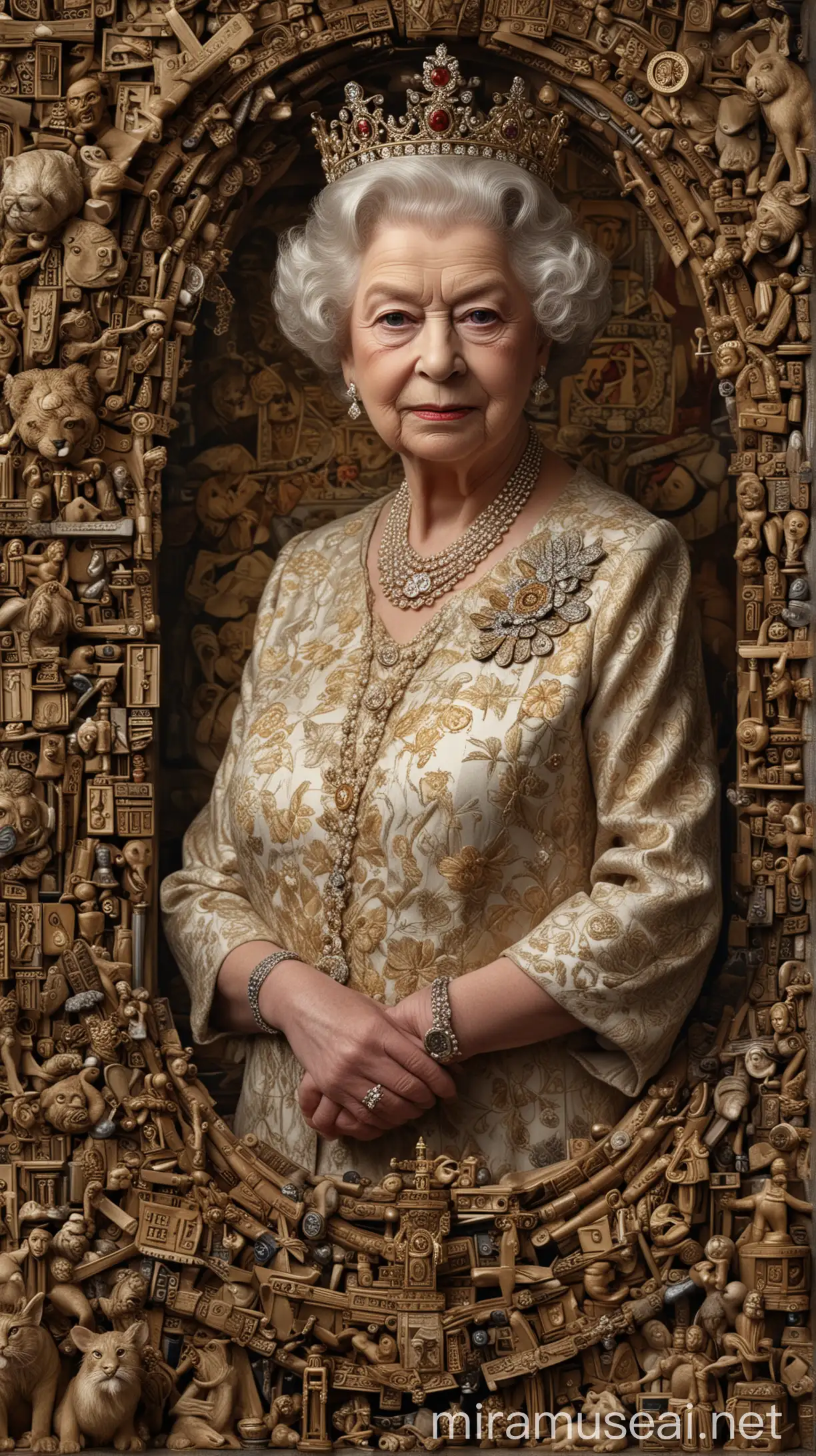 Portrait of Queen Elizabeth II Symbolic Representation of Reign and Legacy