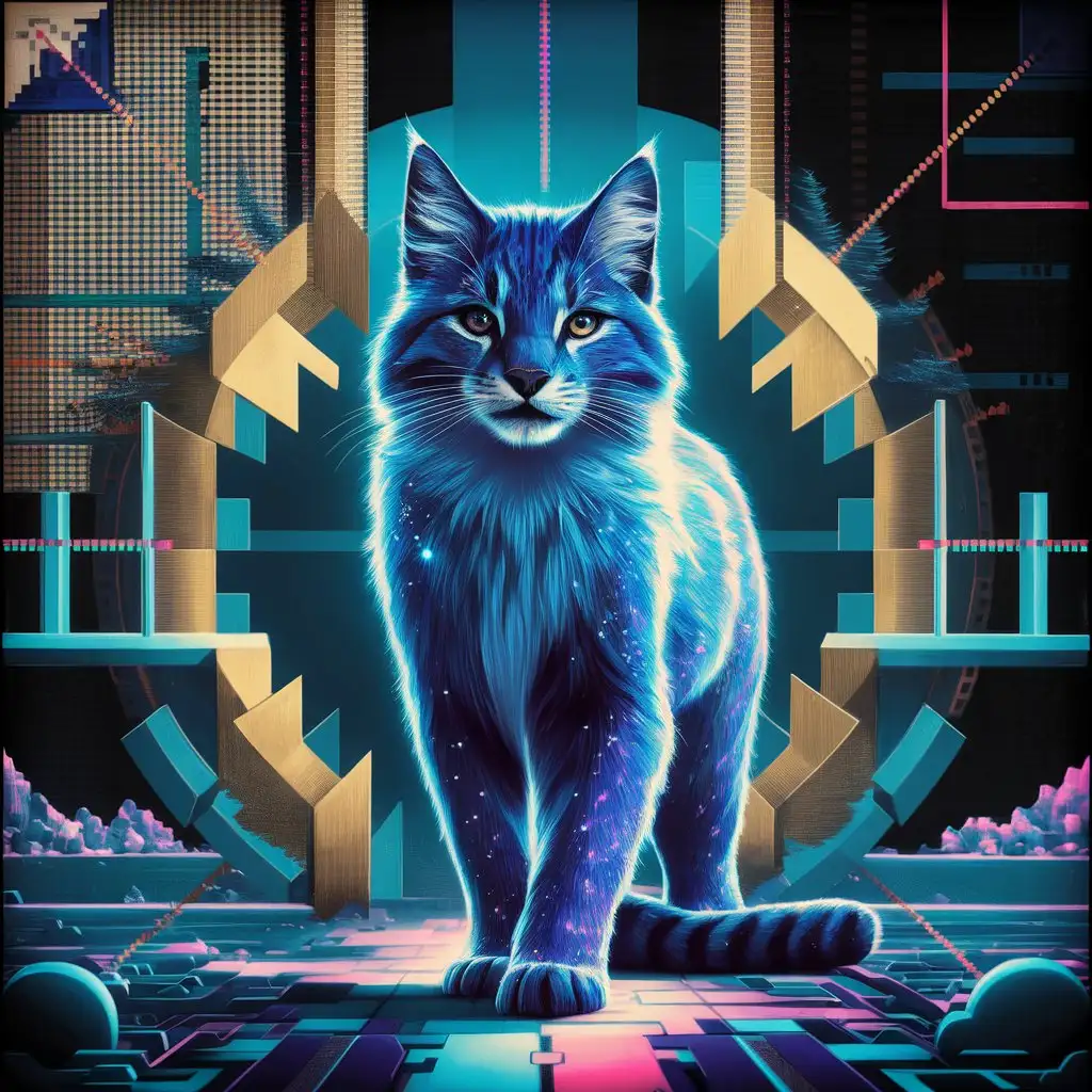 majestic blue feline in a binary world