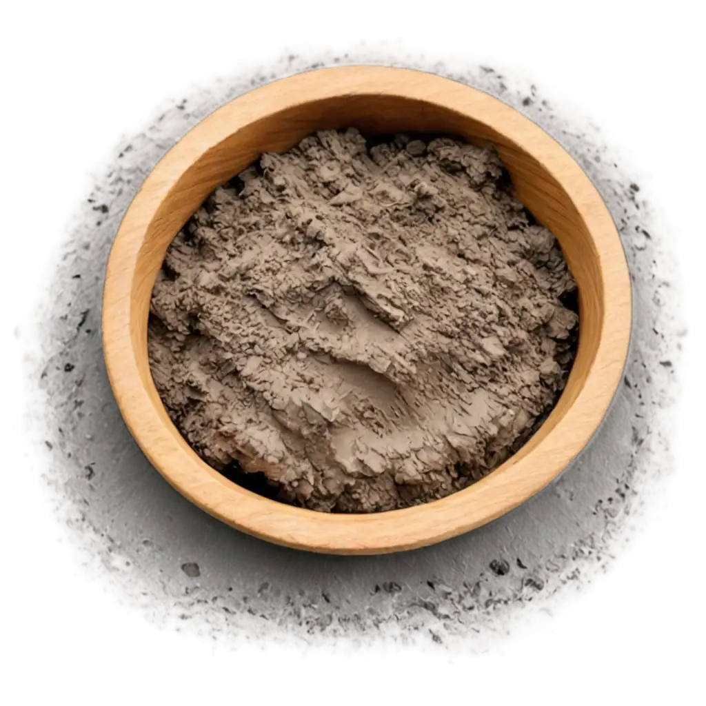 HighQuality-PNG-Image-Mud-in-Wooden-Bowl-on-Ground