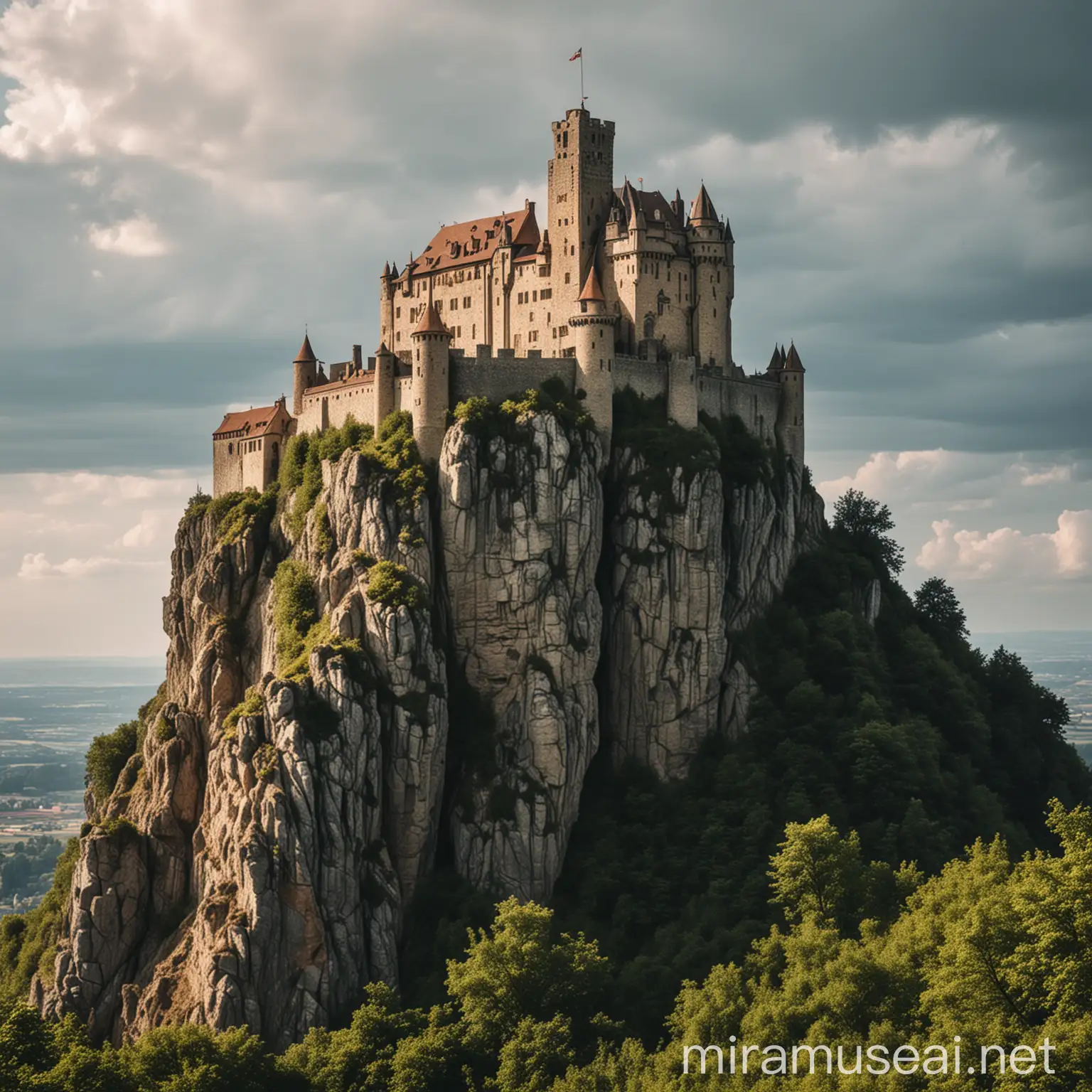 Medieval castle on top of a cliff

