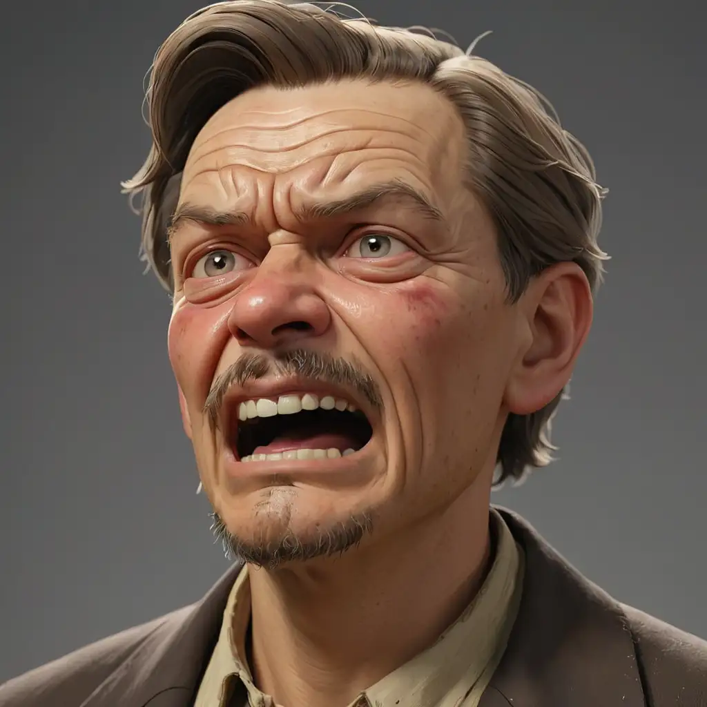 Maxim Gorky Crying with Joy Side View Realism 3D Animation